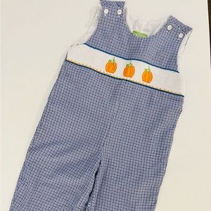 Boys - Classic Whimsy Blue plaid pumpkin longall. Size 2T